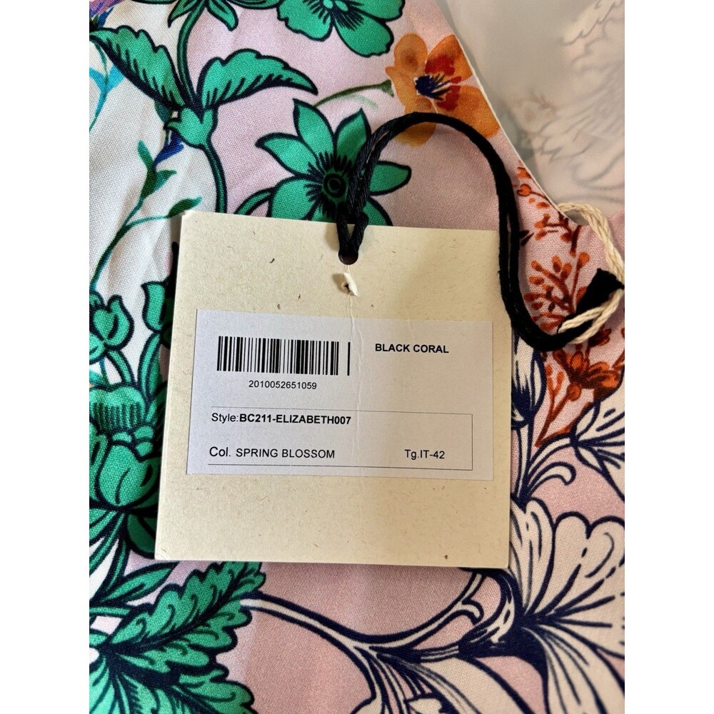 Black Coral Brand Spring Blossom Italian Floral Empire Mini Dress IT 42 US 6 NWT - Picture 3 of 5